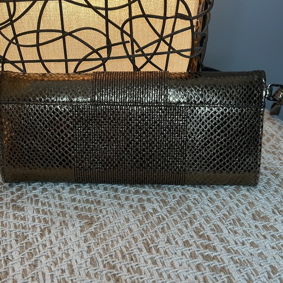 NWOT Calvin Klein Bronze Snakeskin Clutch with wristlet. - Picture 2 of 4